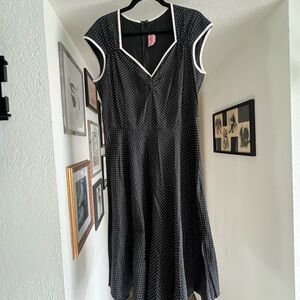 Pinup Couture Black Dress with White Dots